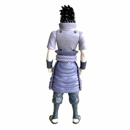 Detalle de rostro de Figura Bandai Naruto Sasuke Uchiha, con Sharingan visible.