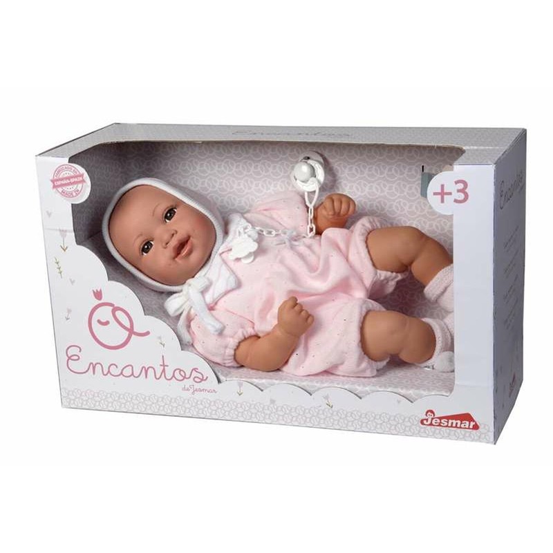 Primer plano de la cara de la muñeca bebé realista Lucía, destacando sus detalles faciales y pestañas.
