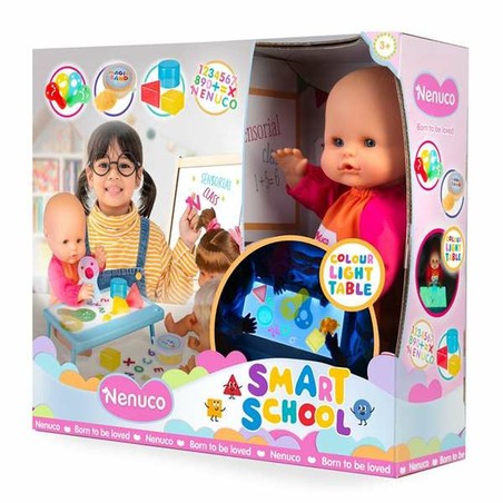 Muñeca Nenuco con mesa de luz multicolor para bloques construcción infantiles