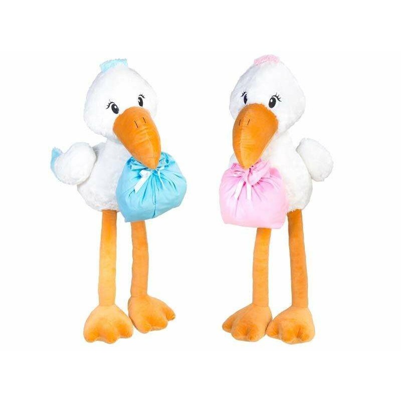 Peluche cigüeña gigante de 107 cm, ideal para el juego y la imaginación infantil, compatible con juguetes construcción niños.