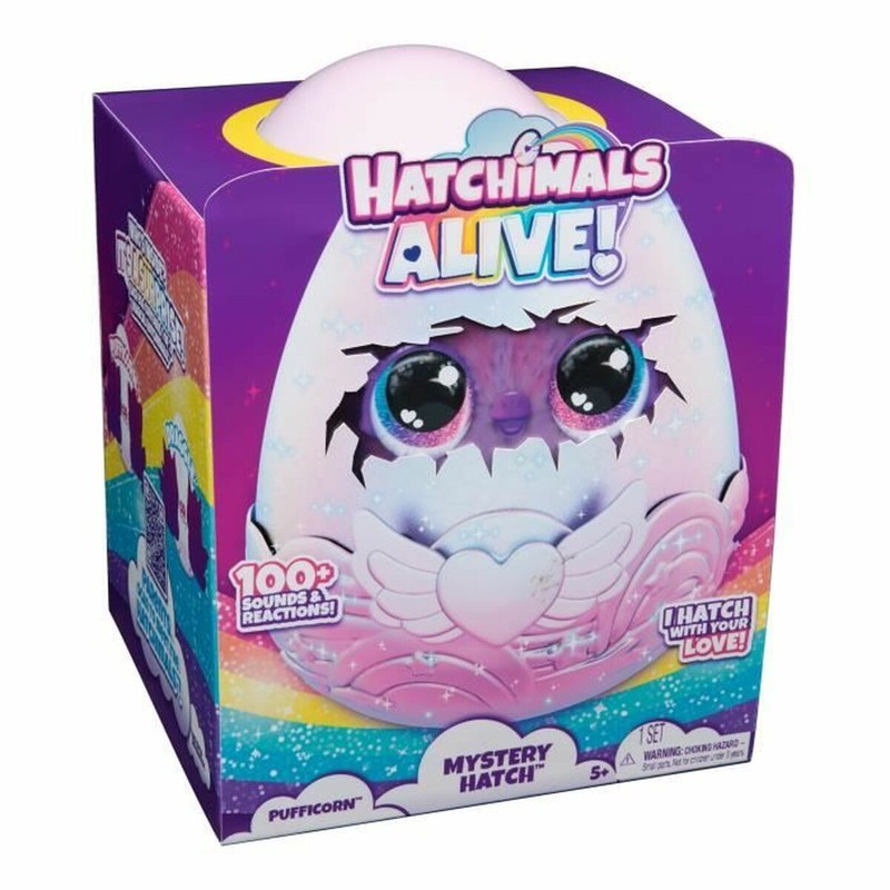 Muñeco bebé interactivo Hatchimals Pufficorn con luces y neblina