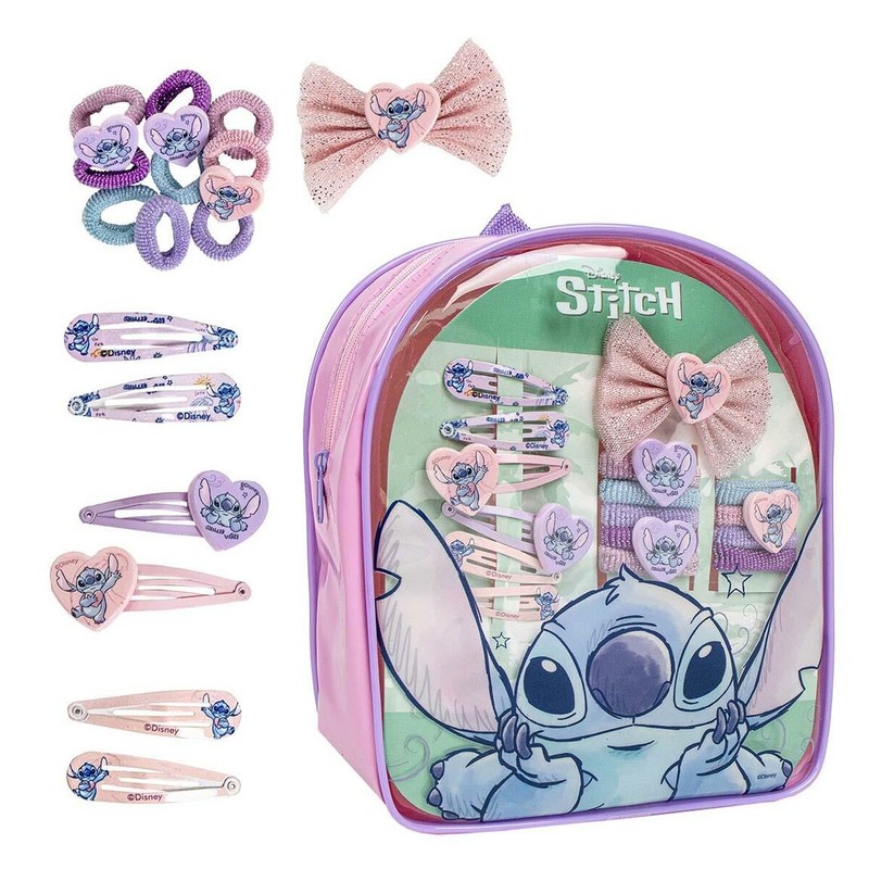 Mochila Stitch abierta mostrando su interior y capacidad
