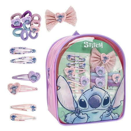 Mochila Stitch abierta mostrando su interior y capacidad