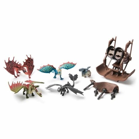 Juguete niños 4 años: set de 5 dragones con accesorios