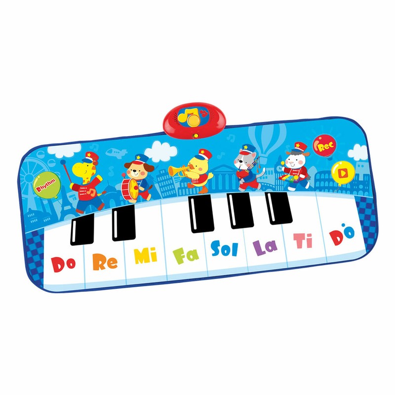 Niño jugando con el piano de suelo Winfun con animales