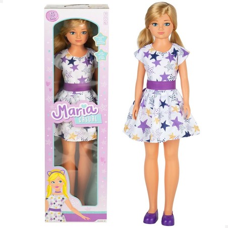 Muñeca grande Maria con vestido de estrellas y coletas rubias