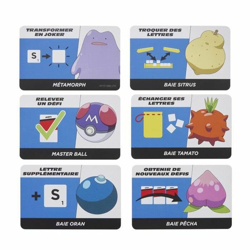 Detalle de las fichas del juego mesa estrategia Pokémon Scrabble.