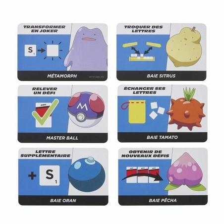 Detalle de las fichas del juego mesa estrategia Pokémon Scrabble.