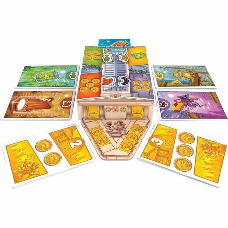 Juego mesa familiar Super Meow con niños jugando felices