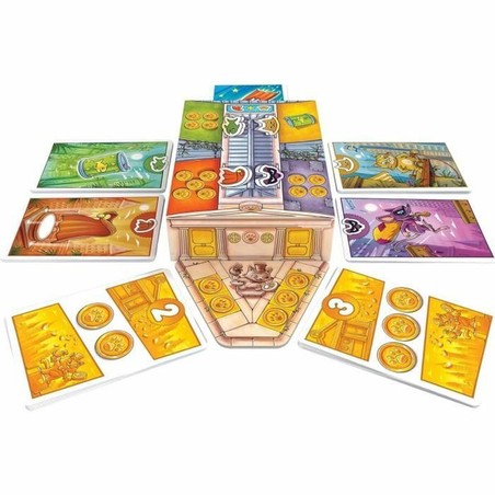Juego mesa familiar Super Meow con niños jugando felices