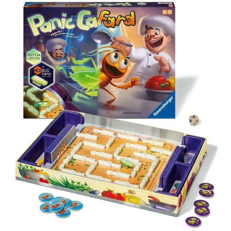 Contenido del juego mesa familiar Ravensburger: cartas y fichas