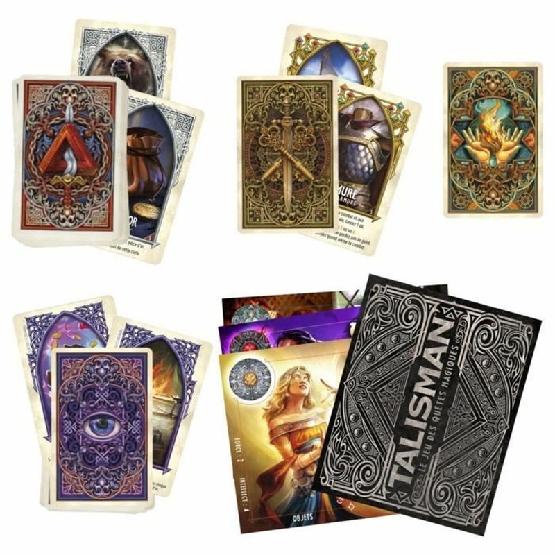Juego mesa educativo Talisman: piezas de cartón y plástico