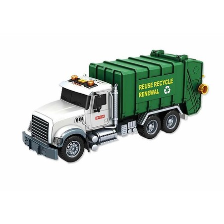 Juguetes construcción niños camión de basura verde con detalles realistas