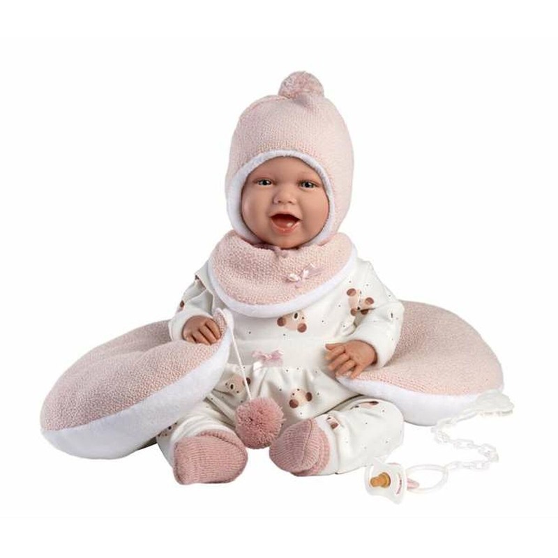 Detalle de muñeca Llorens 74104 con funciones de sonido y ojos azules