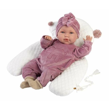 Muñeca bebé Llorens 74118 42 cm con vestido rosa y gorro