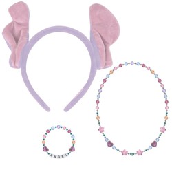 Set de collar y pulseras Stitch para manualidades niños, con diadema lila