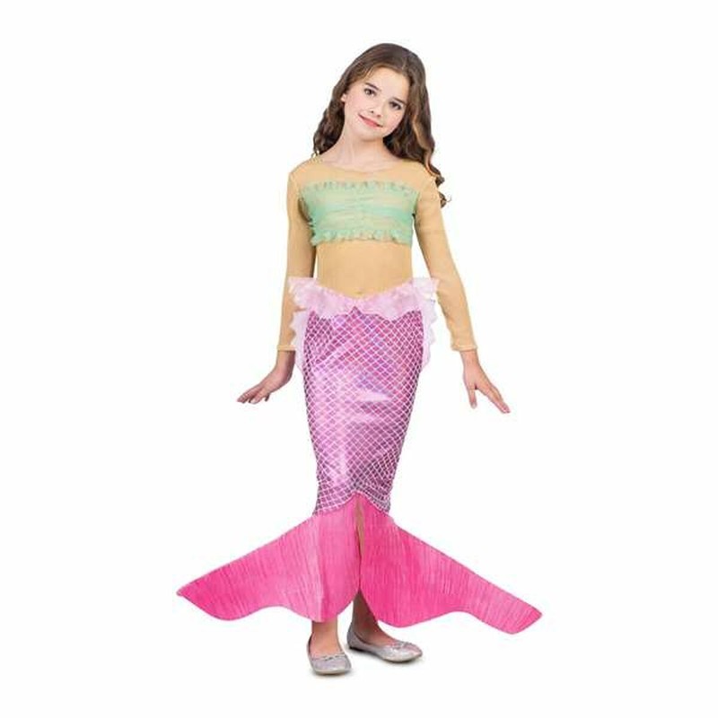 Niña feliz con disfraz de sirena, fomenta la creatividad y la fantasía
