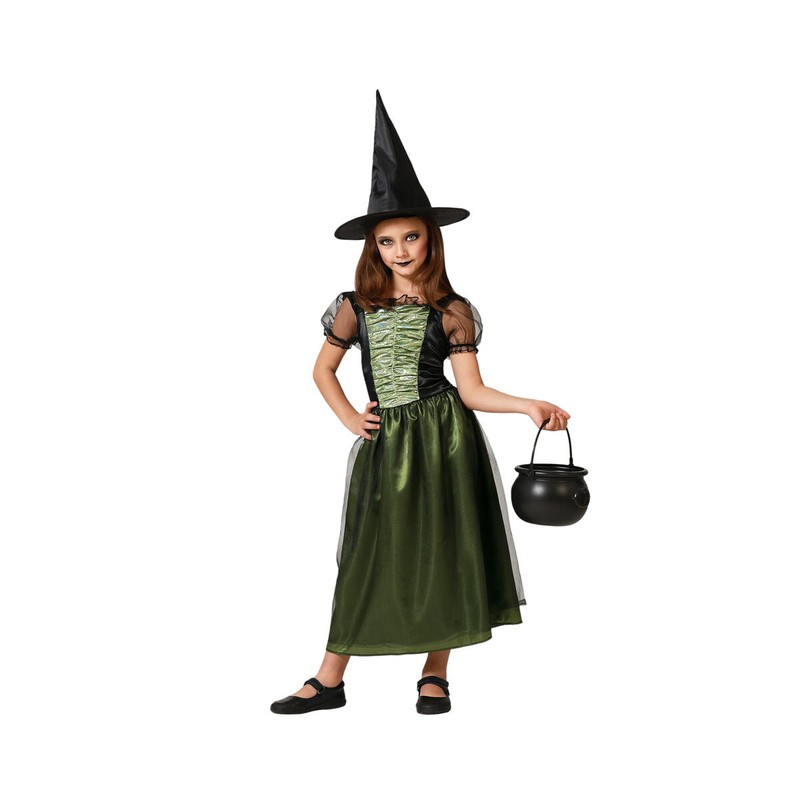 Disfraz Bruja Niña 7-9 años, ideal para disfraces niños de Halloween.