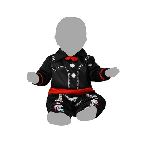 Detalle del traje carnaval niño de esqueleto con huesos