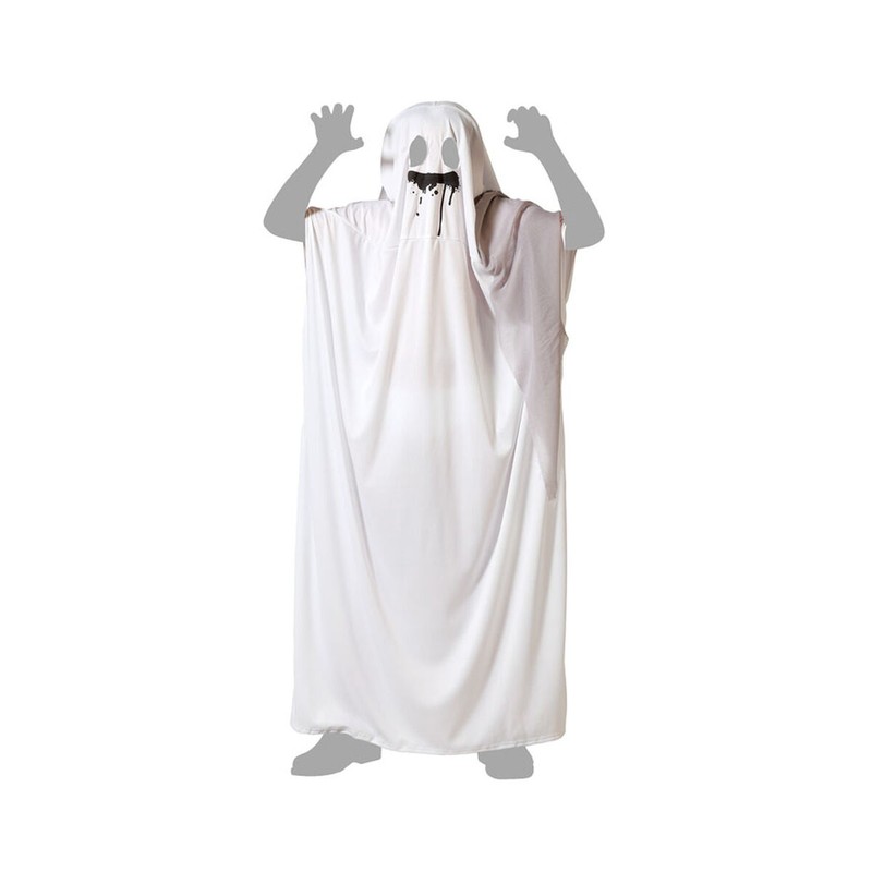 Detalle de la túnica blanca del disfraz de Halloween infantil