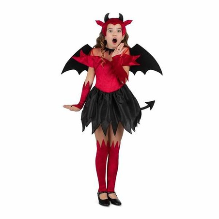 Traje carnaval niño diablesa rojo y negro con cola elegante