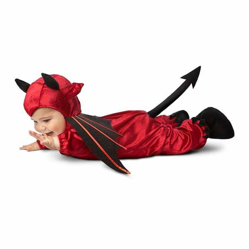 Detalle de las alas y gorro del traje carnaval niño diablo