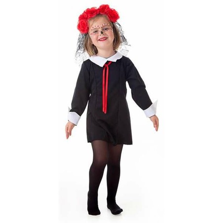 Vestido de Catrina para disfraz infantil con lazo y corona