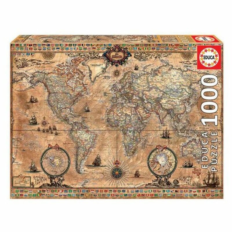Puzzle Mapamundi 1000 piezas Educa para niños y adultos, ideal para aprender geografía mundial