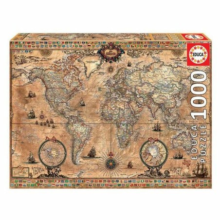 Puzzle Mapamundi 1000 piezas Educa para niños y adultos, ideal para aprender geografía mundial