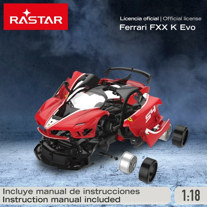 Coche teledirigido Ferrari rojo compitiendo en una pista