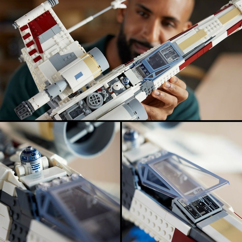 Construcción nave espacial detallada X-Wing con cabina