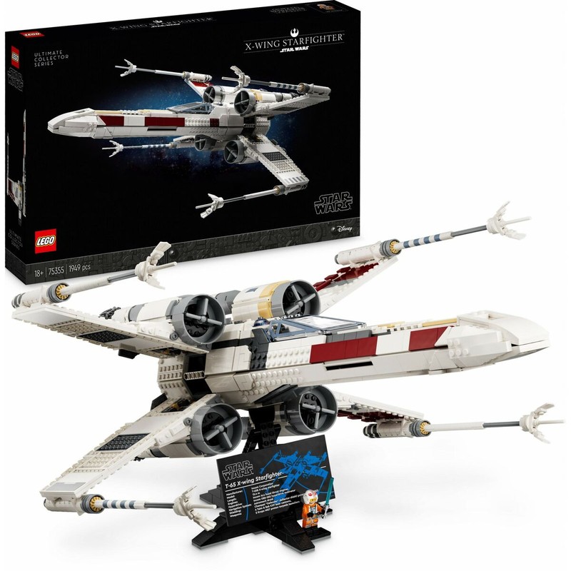 Montaje LEGO detallado, componentes del X-Wing 75355