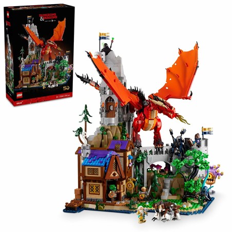 Juguetes construcción niños - LEGO Cuento Dragón Rojo para adultos