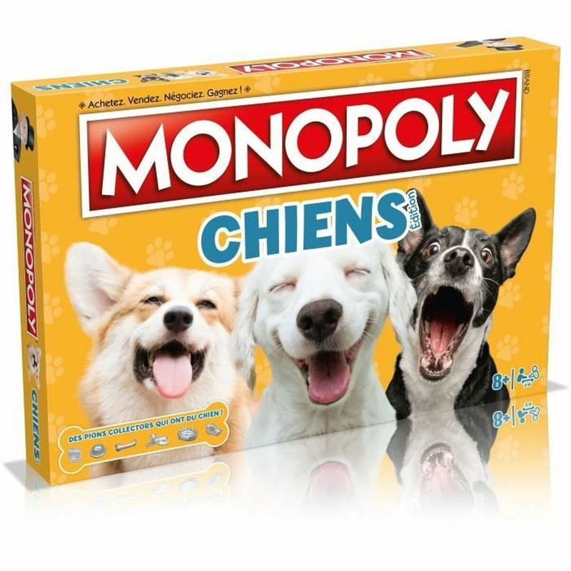 Componentes completos del juego de mesa estrategia Monopoly Chiens