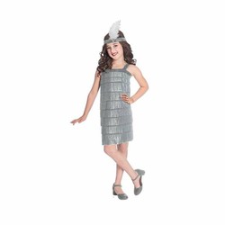 Disfraz niños Silver Flapper plateado para fiesta de carnaval