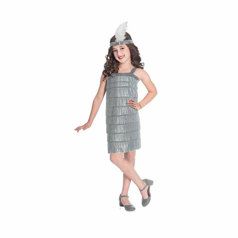Disfraz niños Silver Flapper plateado