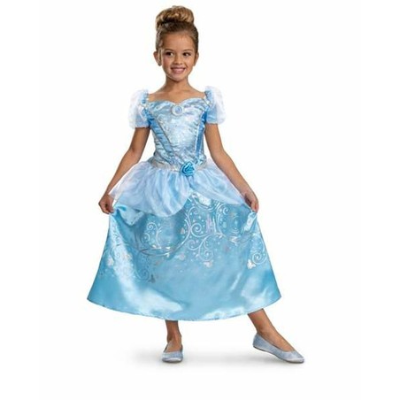 Disfraz niños Disney Cenicienta 7-8 años, vestido azul brillante