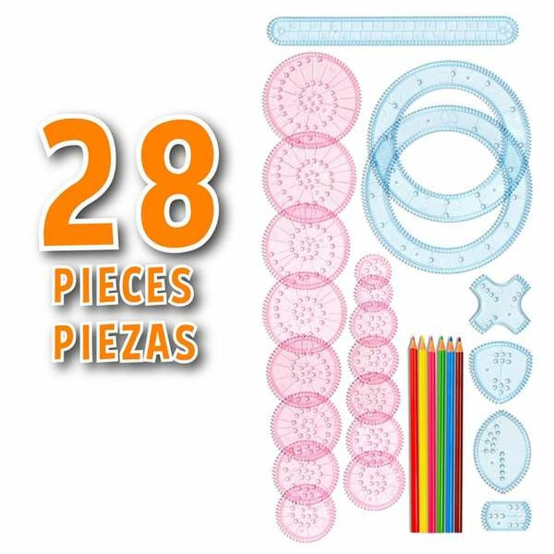 Caja del set de dibujo Moltó Graphics con 28 piezas para niños.