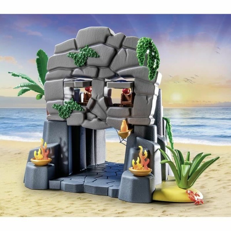 Escena de combate con muñecos piratas Playmobil en el playset