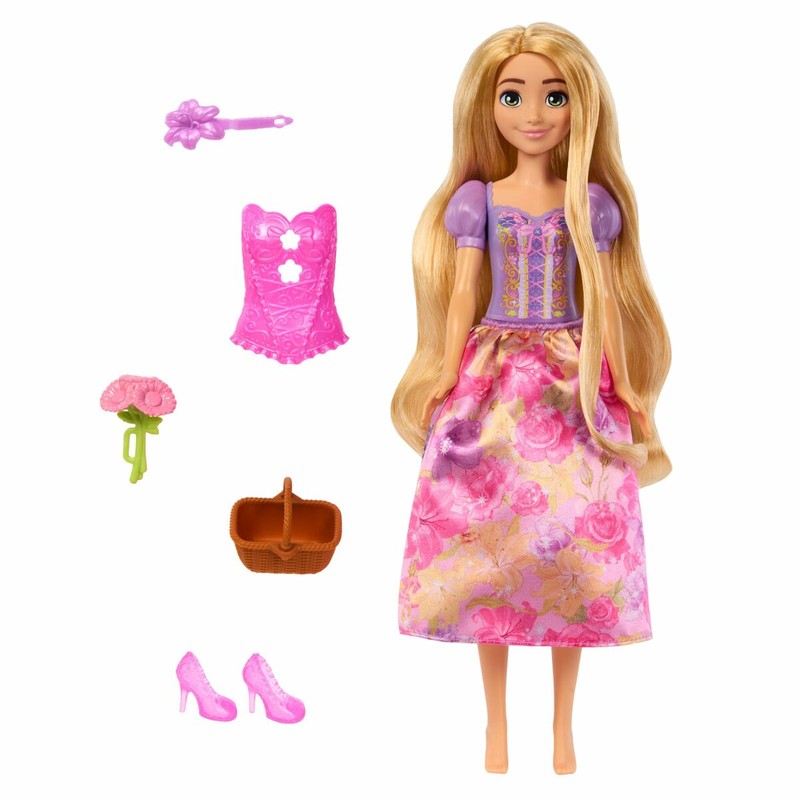Juguete Rapunzel interactivo Spin And Reveal con accesorios para niñas