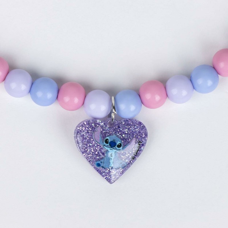 Set de Belleza Stitch 4 Piezas para Niñas con clips y collar