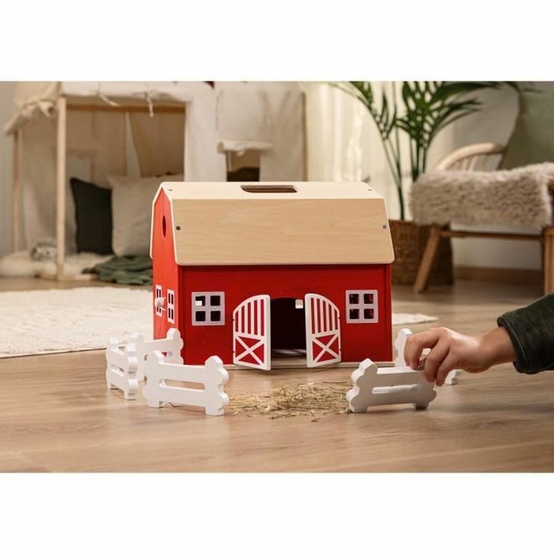 Vista trasera del set de construcción Schleich Farm World, elementos de juego