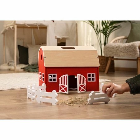 Vista trasera del set de construcción Schleich Farm World, elementos de juego