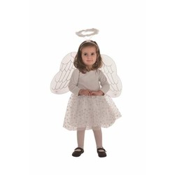 Disfraz niños ángel alas blancas y halo para fiestas