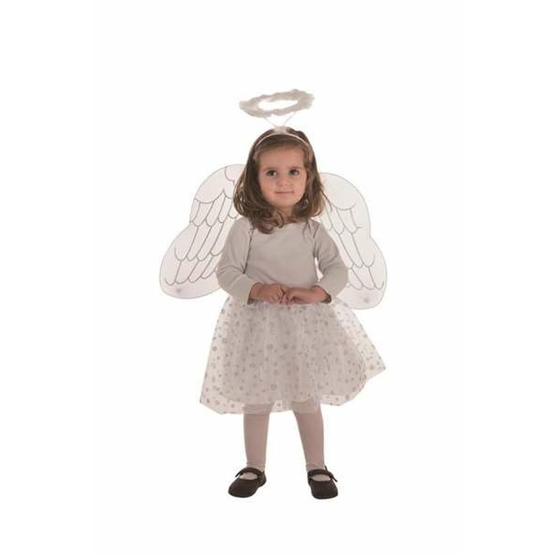 Disfraz niños ángel alas blancas y halo para fiestas