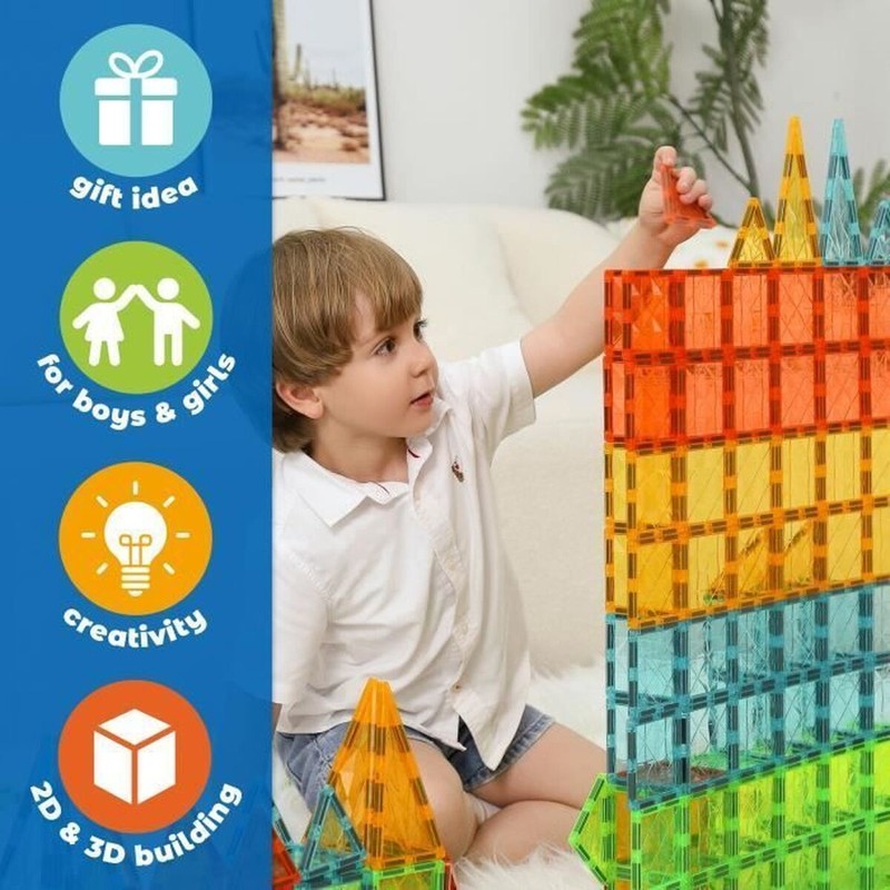 Construcción niños 3 años, juego de Geomag para desarrollo temprano