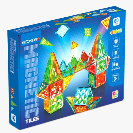 Geomag Magnetic Tiles Gems 60, diversión y aprendizaje