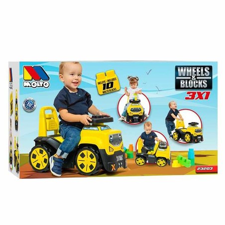 Juguetes Exterior Niños: Correpasillos Moltó 3x1 Wheels & Blocks Amarillo