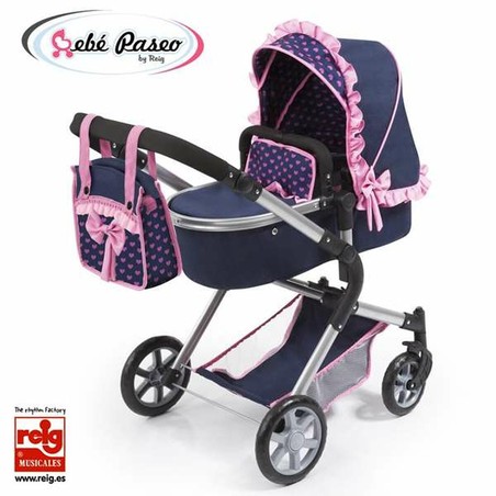 Muñecas Niñas Carrito Combi Reig Azul Marino 62 cm