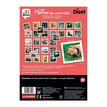 Juegos de Mesa Niños Diset Memo Photo Animales - Educativo